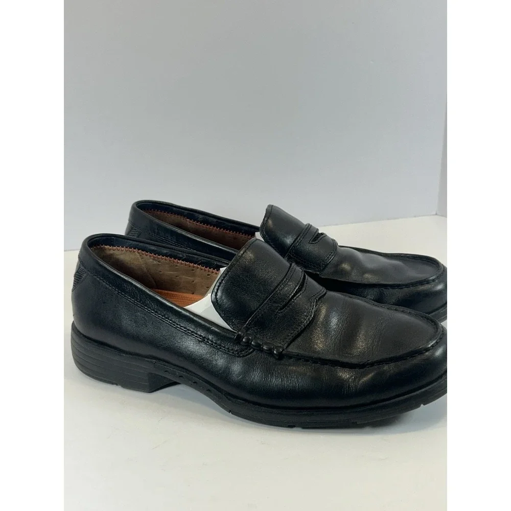 Clarks Unstructured 71740 Men Black Leather Penny Loafer Shoe SZ 10M Pre Owned